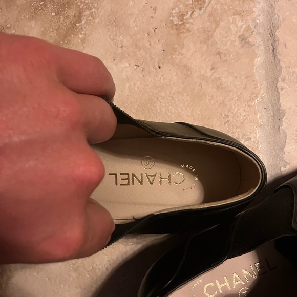 Chanel chunky heel booties, sheriff boots gold toe - Picture 4 of 11